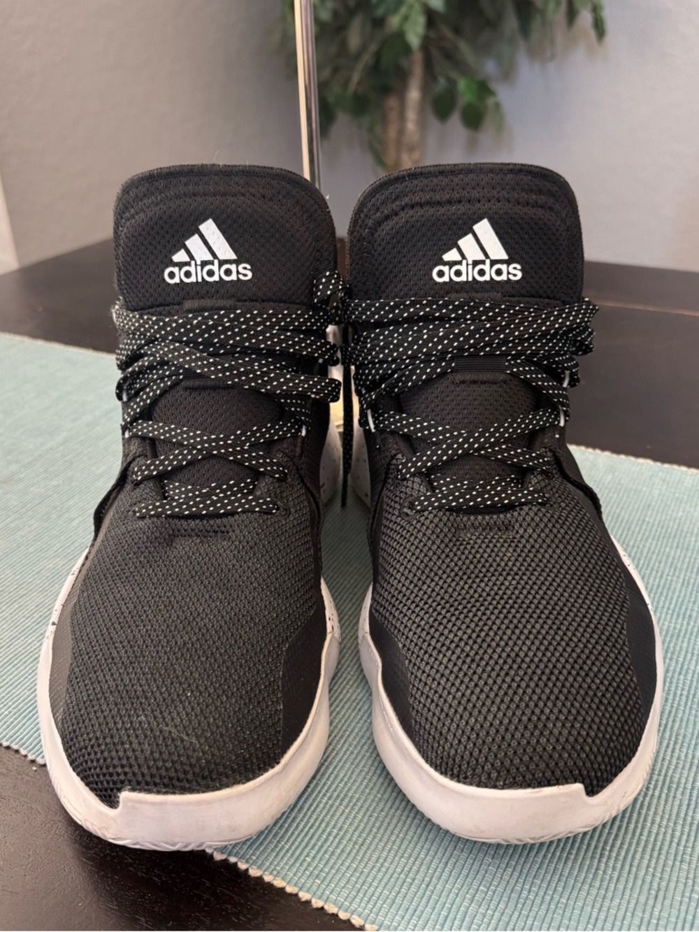 Adidas Black and White High-Top Mesh Sneakers size 10